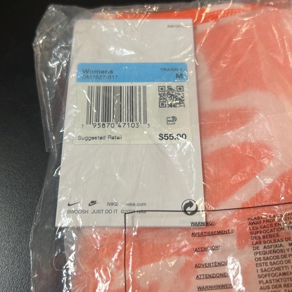 New Nike Women's One Luxe Icon Clash Training Bike Shorts Orange Medium - Picture 4 of 12